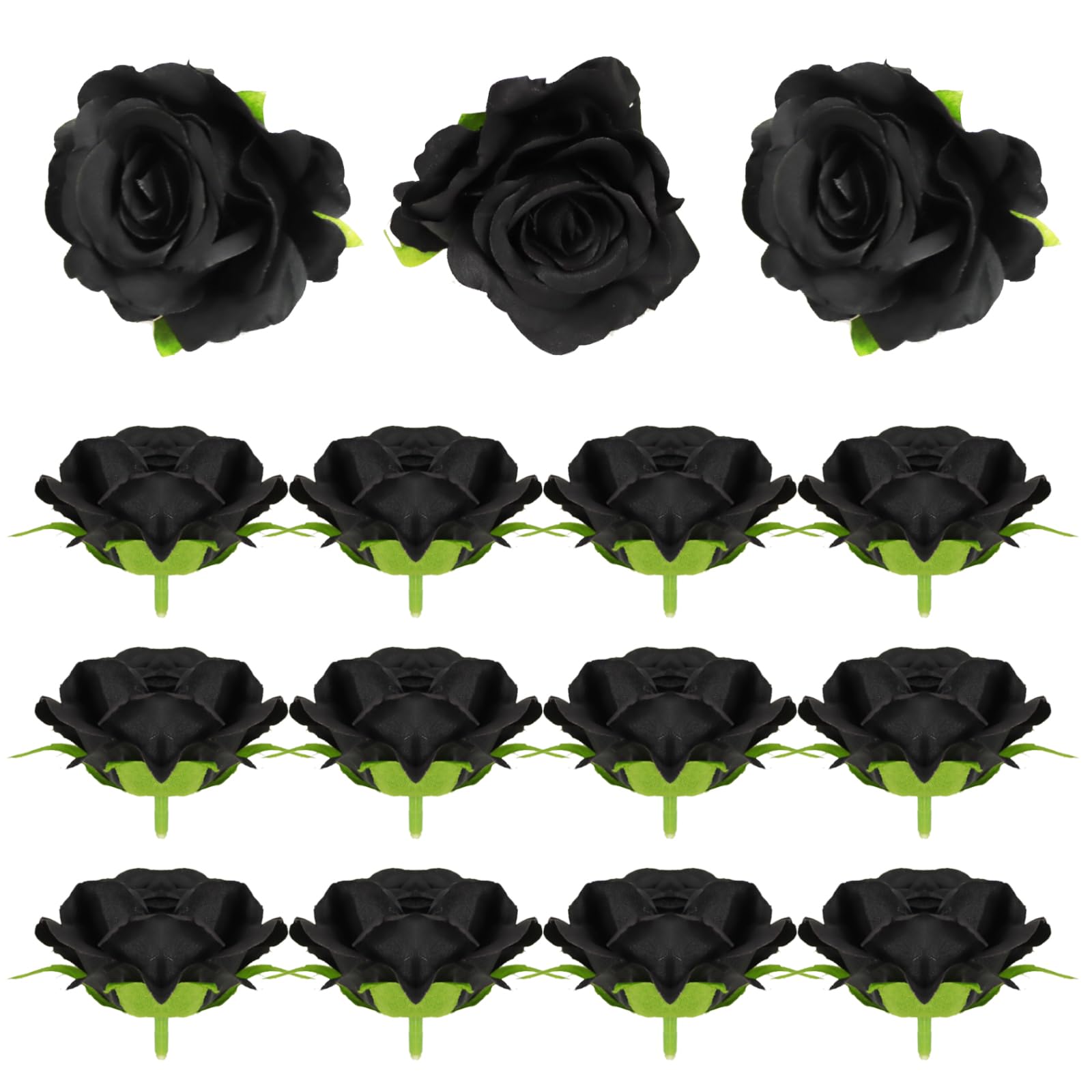 Amazon｜siawadeky 造花 バラ 黒 16個セット ローズ 花のみ 造花